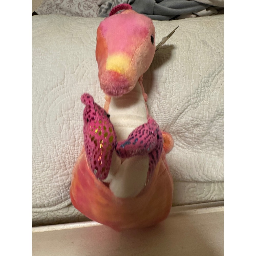 The Petting Zoo Pink Tie Dye Seahorse Plush with Babies Recycled Stuffed Animal